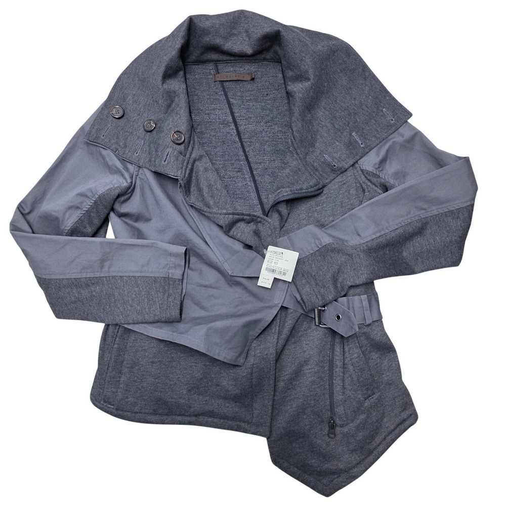 NICHOLAS K NOVA JACKET JER Charcoal Heather Wrap Belted Asymmetrical Size Med